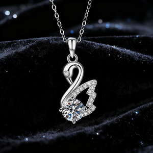 Collar con Colgante de Cisne Chapado en Plata de Ley S925 con Moissanita VVS1 de 1 Quilate, Joyería de Moda Clásica, Regalo para Fiesta de Cumpleaños - Product Image 2