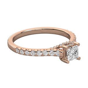 แหวนแต่งงานประดับเพชรทรงกลมสำหรับเจ้าหญิง - Product Image 4