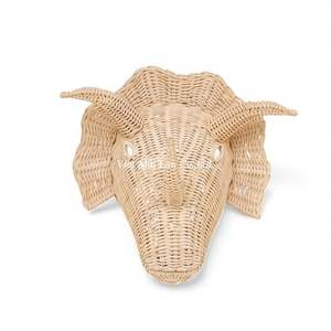 Handmade Natural <b>Dinosaur</b> Head Wall Decor Woven Hanging for Baby Nursery Room Fun Eco Friendly Home Decoration - Product Image 3