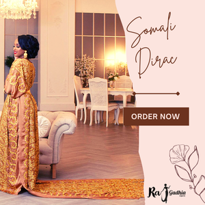 Elegant Satin Fabric Somali Dirac Beaded Handmade Embroidered Bridal <b>Dress</b> for <b>Nigerian</b> <b>Wedding</b> or Costume Use - Product Image 3