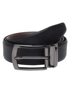 Ceinture de robe formelle pour hommes de qualité supérieure réversible Design noir et marron avec boucle en alliage poli Matériau en peau de vache - Product Image 3