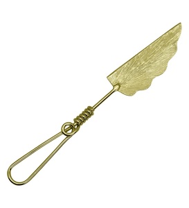 Couteau à beurre en laiton au design antique, finition dorée, couteau à fromage en forme de demi-feuille avec poignée en fil métallique pour la maison, couteau à usage quotidien - Product Image 1