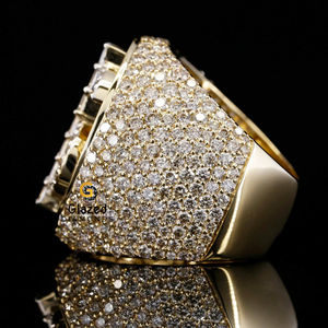 Nuevo e impresionante anillo con símbolo de dólar personalizado totalmente helado, adornado con moissanita redonda brillante y Baguette, Plata de Ley 925 - Product Image 3