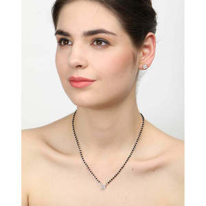 Compre un Conjunto de Mangalsutra de Plata Pura, Joyería Fina con Diamante de Corte Esmeralda Chapado en Oro, para Regalo de Boda o Fiesta para Esposa - Product Image 5