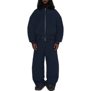 Sudadera con capucha y pantalones de chándal con cremallera de felpa francesa personalizada de peso pesado de gran tamaño unisex - Product Image 3