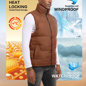 Gilet matelassé zippé en toile respirante et légère pour homme, style décontracté, avec logo personnalisé, vêtement d'extérieur d'hiver, anti-UV, rembourrage chauffant, col montant - Product Image 5