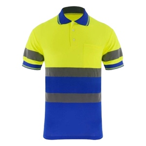 Polo DE SEGURIDAD reflectante de dos tonos amarillo marino personalizable Hi Vis malla de poliéster impermeable ropa de trabajo personalizada seca fresca - Product Image 1