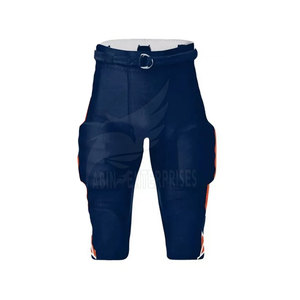 Uniforme de Fútbol Americano Personalizado, Jersey Naranja y Pantalones Azul Marino, Impresión Sublimada, Cuello en V, Manga Corta, Estilo Ajustado que Absorbe la Humedad - Product Image 4