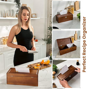 กล่องใส่อาหารไม้อะคาเซียขนาด13 ", กล่องบรรจุอาหารทรงสี่เหลี่ยมขนาดใหญ่พร้อมฝาปิดแกะสลักภาชนะเปล่าสำหรับจัดเก็บในบ้าน - Product Image 6