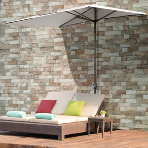 Outsunny-Paraguas montado en la pared con apertura de manivela, color crema - Product Image 2