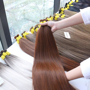 Super Double noyade couleur qualité supérieure en vrac 100g 14 pouces cuticules alignées brun vierges vietnamiennes extensions de cheveux humains crus - Product Image 1