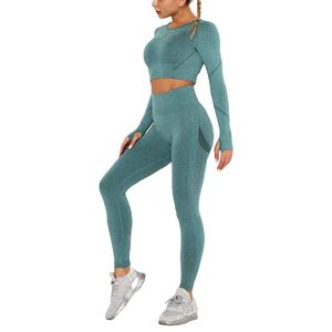 New <b>Women</b> Seamless Yoga Set Gym Fitness Sportswear Top and <b>Leggings</b> Custom Made High Quality Wholesale Clothing - Product Image 2