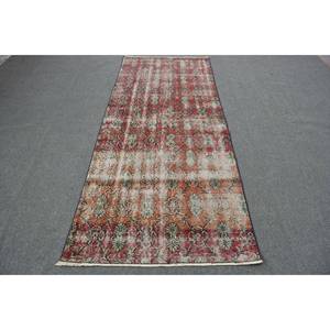 Alfombra turca de área grande, tradicional, rojo, Beige, 3,4x8,3 pies, Material de piel de lana, látex, rectángulo abstracto para habitación de pasillo, 10mm - Product Image 1