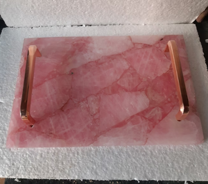 Bandeja de cuarzo rosa Natural con moldura dorada para granja, con asas bandeja de servicio, la mejor calidad, gran oferta - Product Image 3