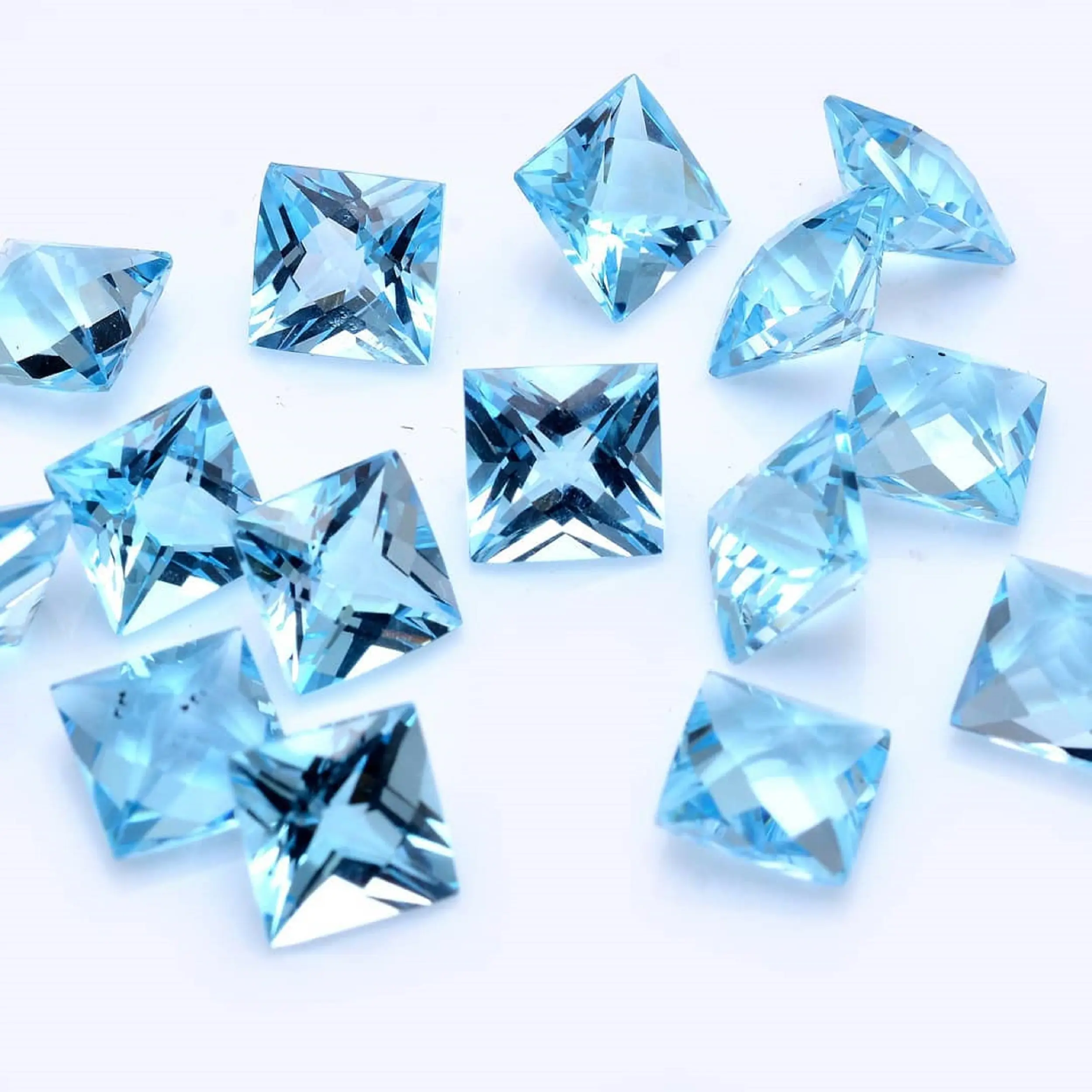 Лучшая цена квадратного кроя принцессы 5 мм синий топаз Высококачественный Свободный драгоценный камень от индийского поставщика
