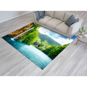 Alfombra con Diseño de Cascada y Bosque: Decoración de Sala de Estar con Paisaje Natural, Alfombra Suave con Pelo Largo - Product Image 5