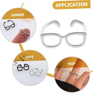 Anillo de cobre con forma de gafas para mujer, accesorio de moda de diseño abierto ajustable para uso diario - Product Image 6