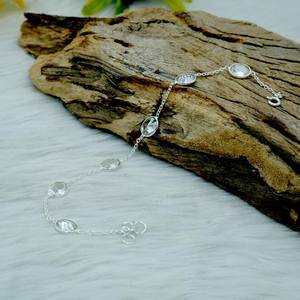 Women gift White Topaz Gemstone <b>Bracelet</b> Handmade in 925 Sterling Silver Adjustable Chain Fine Jewelry Gift - Product Image 6