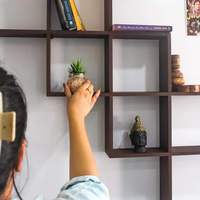 Etagères murales élégantes en bois pour salon cuisine couloir chambre salle de bain étagère pliée pour livres photos et décoration (marron)