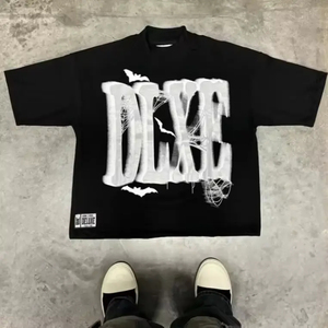 Street Custom Printed Black Custom Screen Printed manga corta recortada para hombre 3D Powder Printed 280 GSM camiseta para hombre - Product Image 1