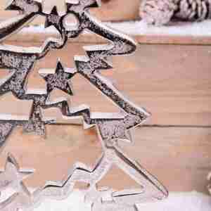 Ornements d'arbre de Noël en aluminium les plus vendus avec base en bois Articles de Noël en métal pour la décoration de Noël - Product Image 5