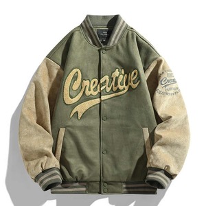 แจ็คเก็ตเบสบอลกลางแจ้งเย็บบางสำหรับผู้ชายเสื้อกันลมมีปกตั้งสำหรับเล่นกีฬาฤดูหนาว - Product Image 3