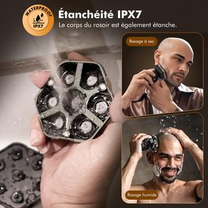 Afeitadora Eléctrica Rotativa para Hombre, Recortadora de Barba Húmeda/Seca con Pantalla, Carga USB, Resistente al Agua IPX7 - Product Image 4