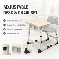 Ensemble bureau et chaise d'étude pour salle de classe, mobilier scolaire moderne et durable en bois pour étudiants, design ergonomique combiné, centre de formation