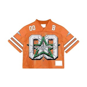 เสื้อเจอร์ซีย์อเมริกันฟุตบอลทรงโอเวอร์ไซส์ ผ้าตาข่ายระบายอากาศ 100% โพลีเอสเตอร์ แบบยูนิเซ็กส์ สไตล์วินเทจ ครอปคอวี แขนครึ่งตัว ปักชื่อทีมได้ - Product Image 5