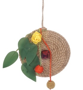 Cuentas yute adorno colgante de Navidad ecológico hecho a mano decoración de pared rústica sostenible 8x7cm estilo personalizable - Product Image 3
