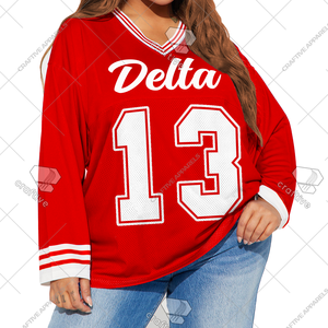 Camiseta de fútbol Delta Sigma Theta DST Sorority camiseta de gran tamaño sublimada - Product Image 1
