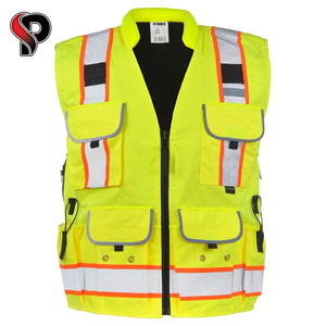 Vêtements de sécurité de protection du corps jaune Gilet de sécurité haute visibilité avec bandes réfléchissantes 4 poches - Product Image 1