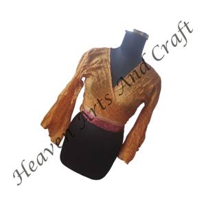 Top de corbata de seda multicolor, Top de seda reciclada para mujer, Top de abrigo de seda india, Top Hippie de manga de campana, Top de seda estilo Retro informal - Product Image 6