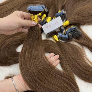 Cinta Adhesiva Lisa/Ondulada/Cachetada Natural Negra y de Colores Brasileña para Extensiones de Cabello Humano Remy - Product Image 1