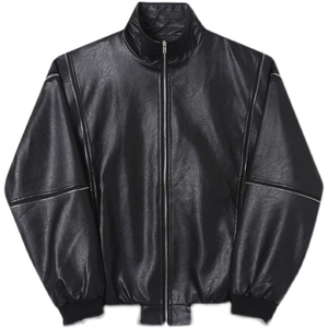 Custom Designed Men's Stand Collar Leather Jacket From Pakistan Top Product with <b>Black</b> <b>Dye</b> Canvas <b>Fabric</b> for Winter Wholesale - Product Image 2