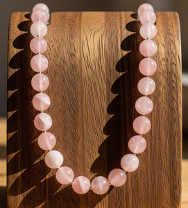 Collier de perles unisexe en argent 925 de 18 pouces Tendance Quartz rose Conception nouée à la main Accessoire de mode Cadeau Pierre principale - Product Image 6