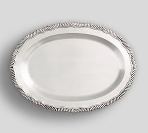 Bandeja de servicio pulida de plata de acero inoxidable puro con mango dorado, accesorio de mesa de Ramadán de Navidad de la mejor calidad - Product Image 3