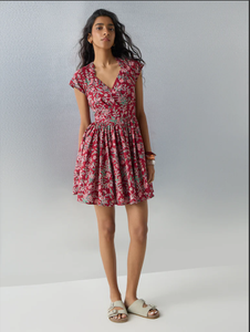 Bombay Paisley ชุดเดรส A-Line ผ้าฝ้ายลายดอกไม้สีแดง - Product Image 2