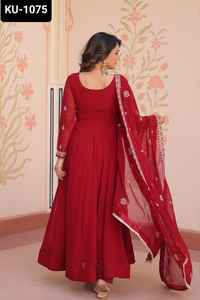 Nuevo diseñador de bodas y festivales indios pakistanís desgaste de manga larga Anarkali Faux Georgette vestidos colecciones con precio bajo - Product Image 4