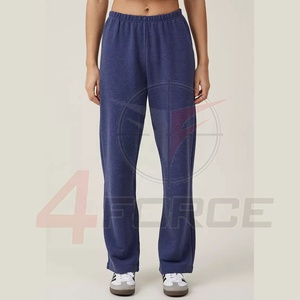 Pantalon de jogging en molleton de coton unisexe pantalon de survêtement jambe large taille haute cordon de serrage logo personnalisé hiver pantalon droit dentelle plat pour hommes - Product Image 1