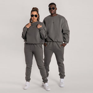 Wholesale French Terry Heavyweight <b>Hoodie</b> Jogger Set Custom Unisex Sweatshirt and Sweatpants Set - Product Image 4