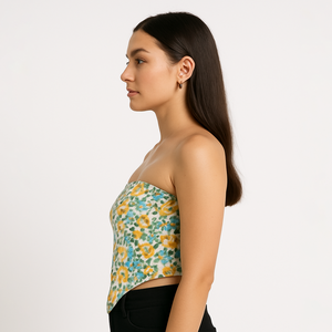 Vêtements pour femmes Summer Casual Floral Print off Shoulder Sleeveless Corset <span class=keywords><strong>Top</strong></span> Slim Fit Women's Short Tank Tops for Vacation - Product Image 3