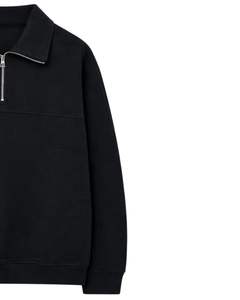 Manufacturer Customized <b>Mens</b> Quarter Zip Sweatshirt Solid Black Soft <b>Knit</b> High Collar Winter Casual Pullover OEM Custom - Product Image 4