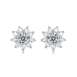 925 Sterling <b>Silver</b> Women's Luxury Gold-Plated VVS Moissanite Diamond Halo Stud <b>Earrings</b> Cute Iced Screw Back Gift for Occasions - Product Image 6