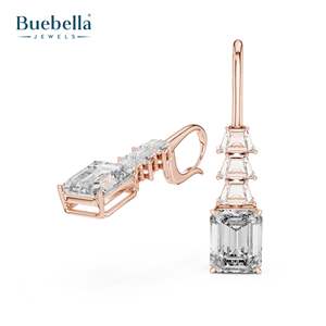 Offre Spéciale luxe qualité 925 en argent Sterling carré princesse coupe Moissanite diamant boucles d'oreilles pour les femmes bijoux chauds - Product Image 4