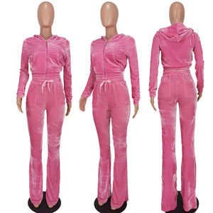 OEM Custom Rhinestone Velvet <b>Sets</b> Women Velvet 2 Piece Embroidery Velour <b>Set</b> Sweatsuit Velour Lady Tracksuit for Women - Product Image 1