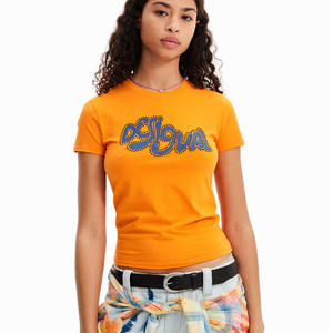 OEM personalizado impreso cuello redondo Regular Fit mujeres de alta calidad de lona 100% algodón transpirable camisetas - Product Image 1