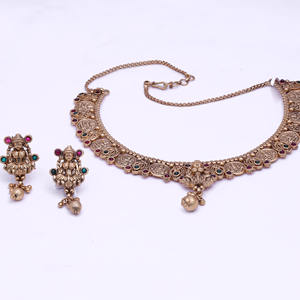 สร้อยคอวัดอินเดียใต้เครื่องประดับเคลือบด้านโบราณส่งออกเครื่องประดับเลียนแบบโบราณผู้จัดจำหน่ายเครื่องประดับแฟชั่นที่กำหนดเอง - Product Image 2