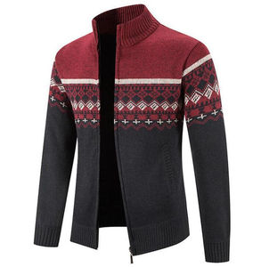 Wholesale Men Sweater Tops Knit Clothing Winter <b>Thick</b> Casual Stand Collar Fashion <b>Cardigan</b> Sweater Knit <b>Cardigan</b> Men Sweater - Product Image 2