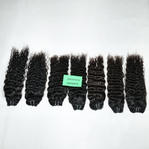 Vente en gros pas cher extensions de cheveux bouclés indiens crus cuticule alignée sans enchevêtrement vierge machine double trame lâche vague profonde pour - Product Image 2